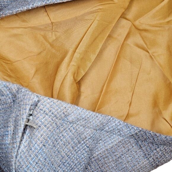 Vintage 60s Mod A Line Skirt Womens M Gray Brown Plaid Wool Academia Preppy - Picture 6 of 6